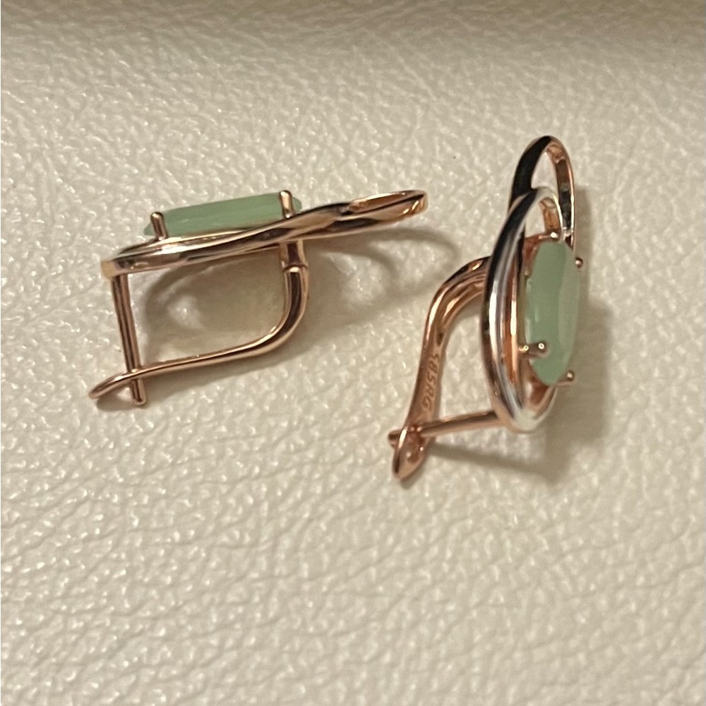 Rose Gold Green Zircon Dangle Earrings